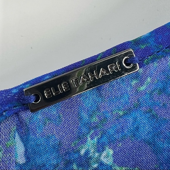 Elie Tahari Orion Pleated Bell Sleeve Silk Blouse in Enchanted - Picture 6 of 8